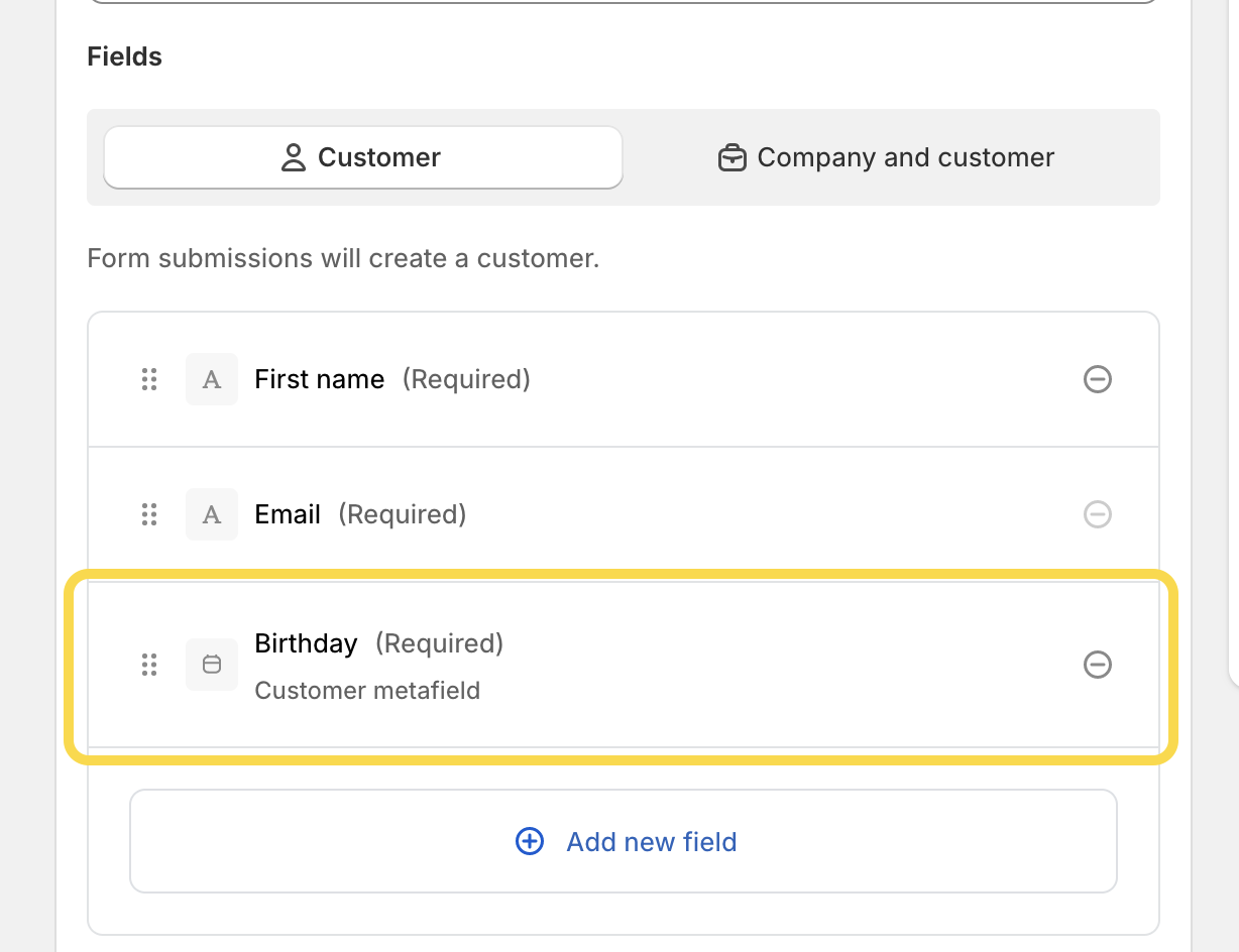 Creating a form to collect customer's birthday