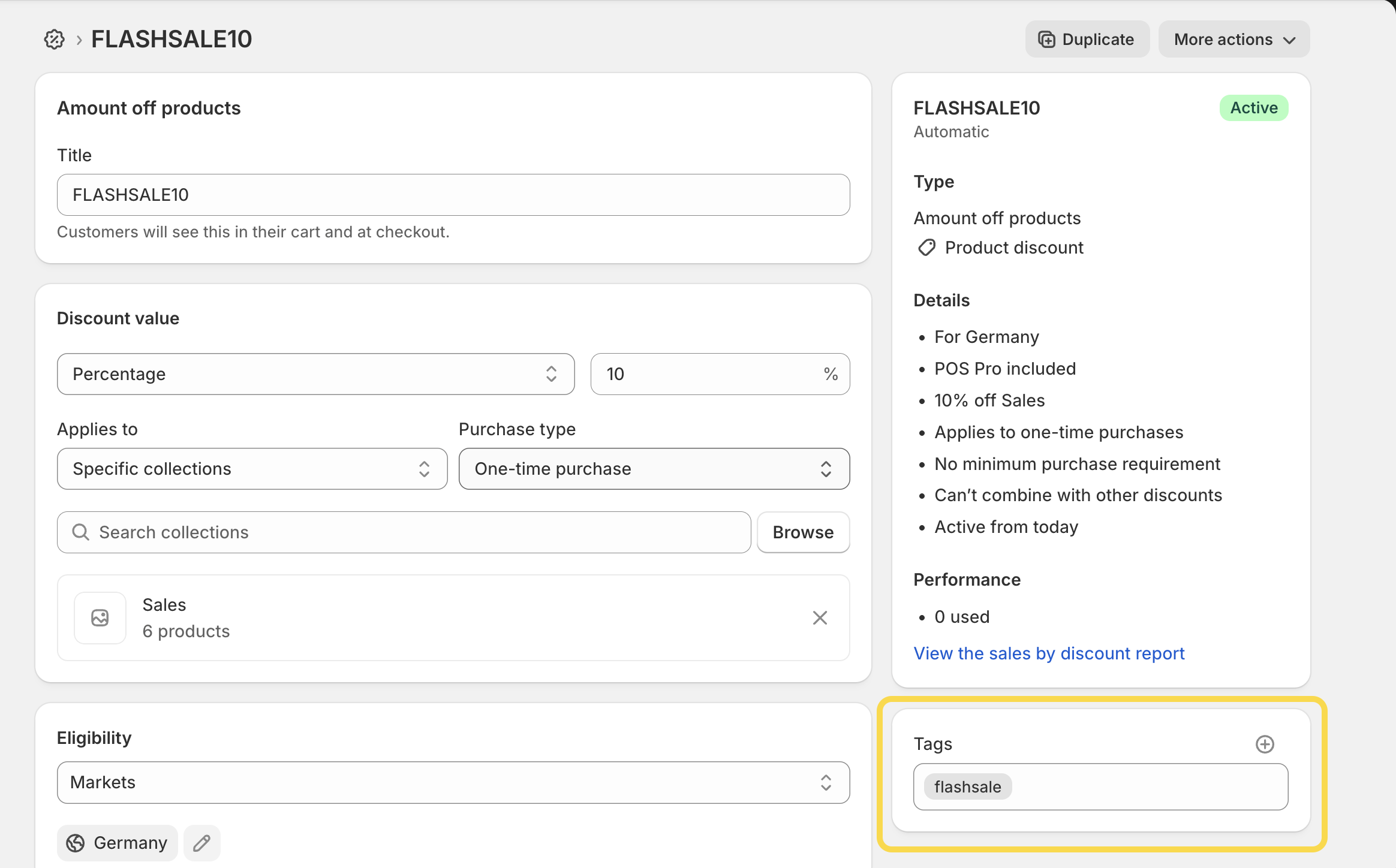 Assign tag to a discounts