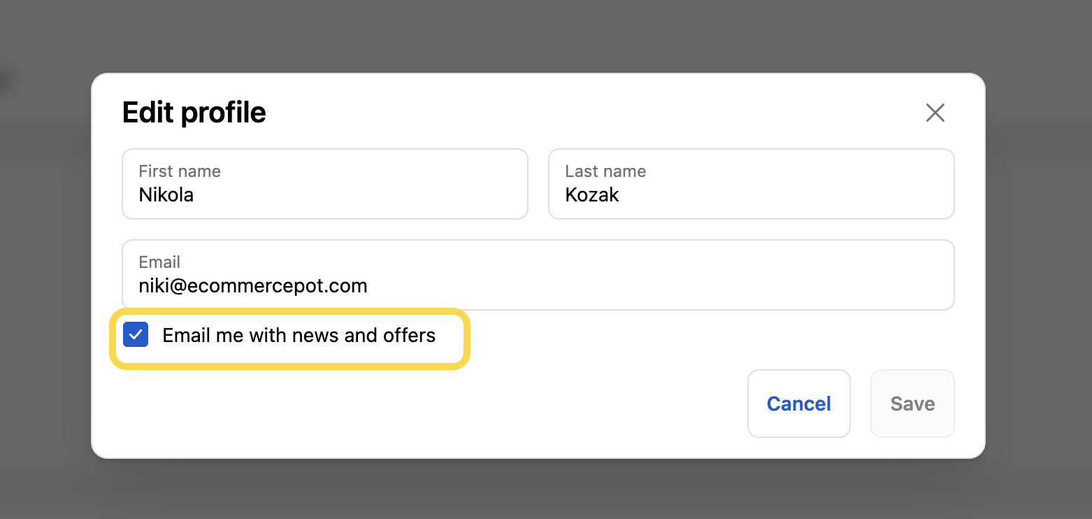 Marketing consent on sign-in page on Shopify