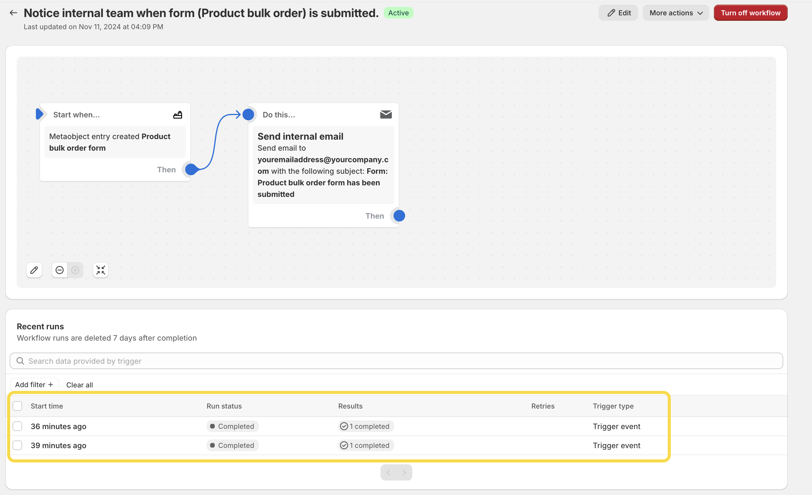 Check recent runs if flow has been completed successfully