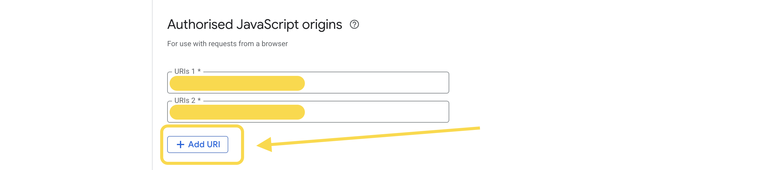 Add the Authorized JavaScript origins value in Google Cloud Console
