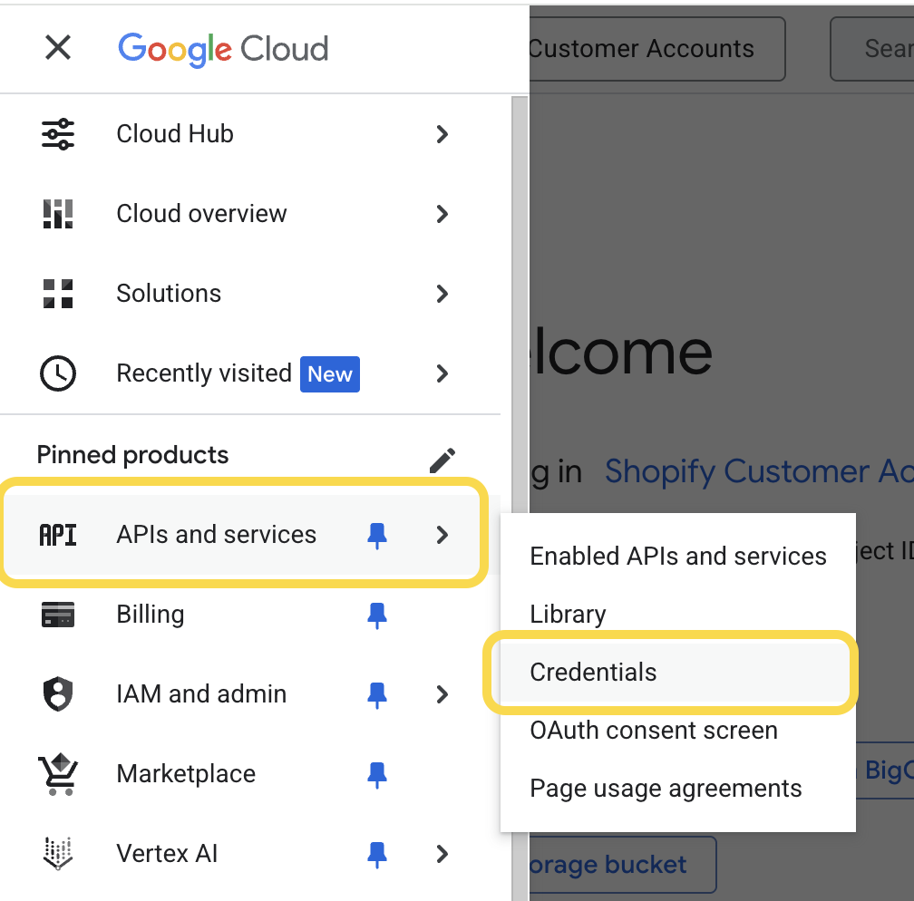 Create Credentials in Google Cloud Console