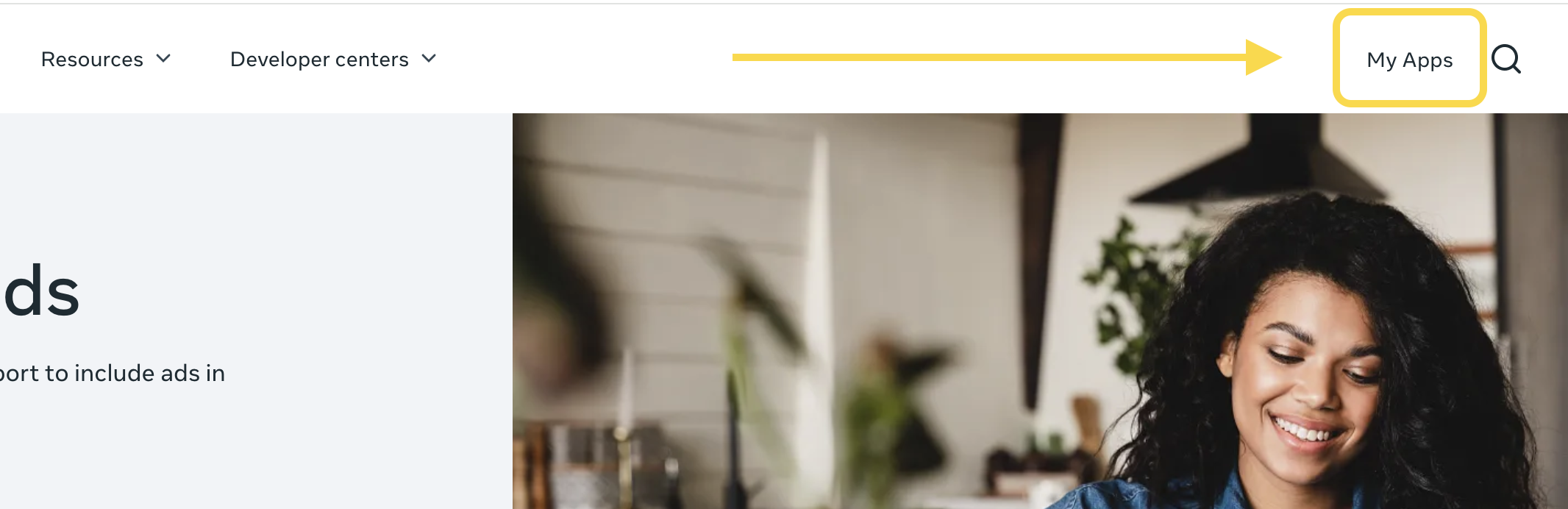 Meta - Click Apps in the upper-right corner