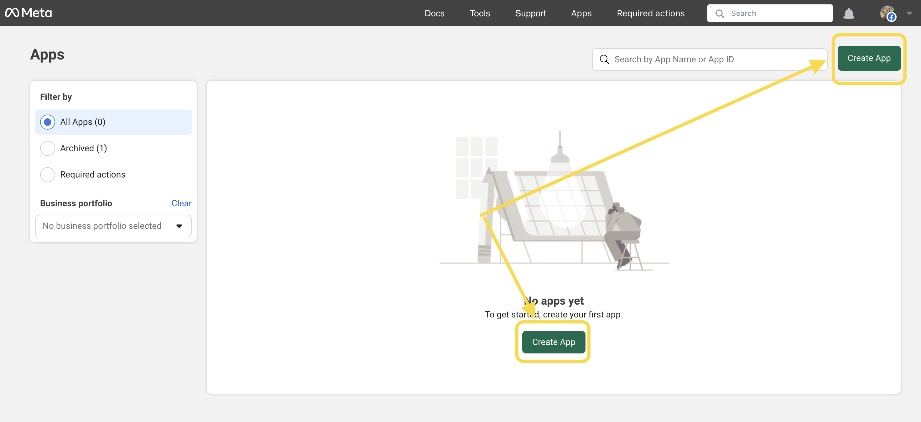 Meta - Click Create App
