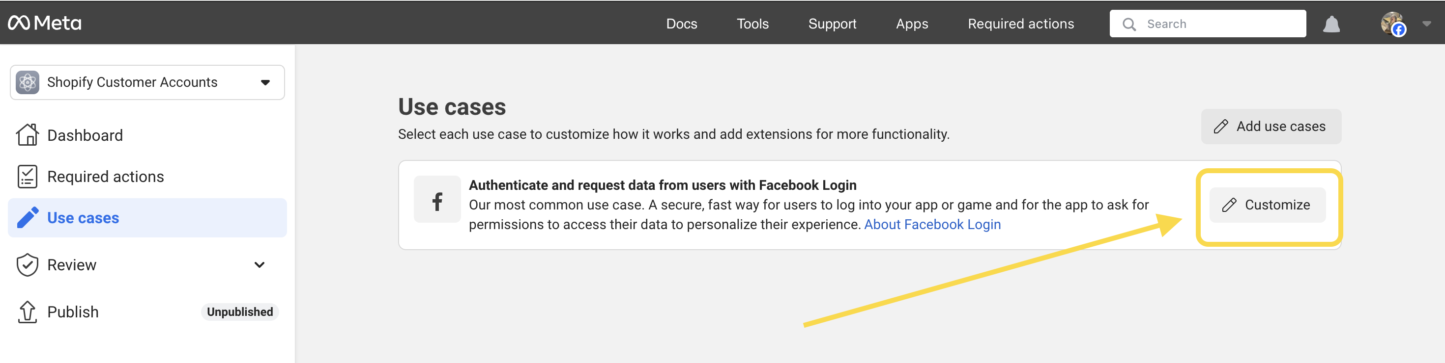 Meta - Customize use case for your app
