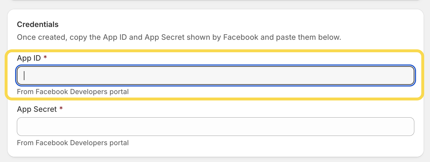 Shopify admin - Basic settings API ID