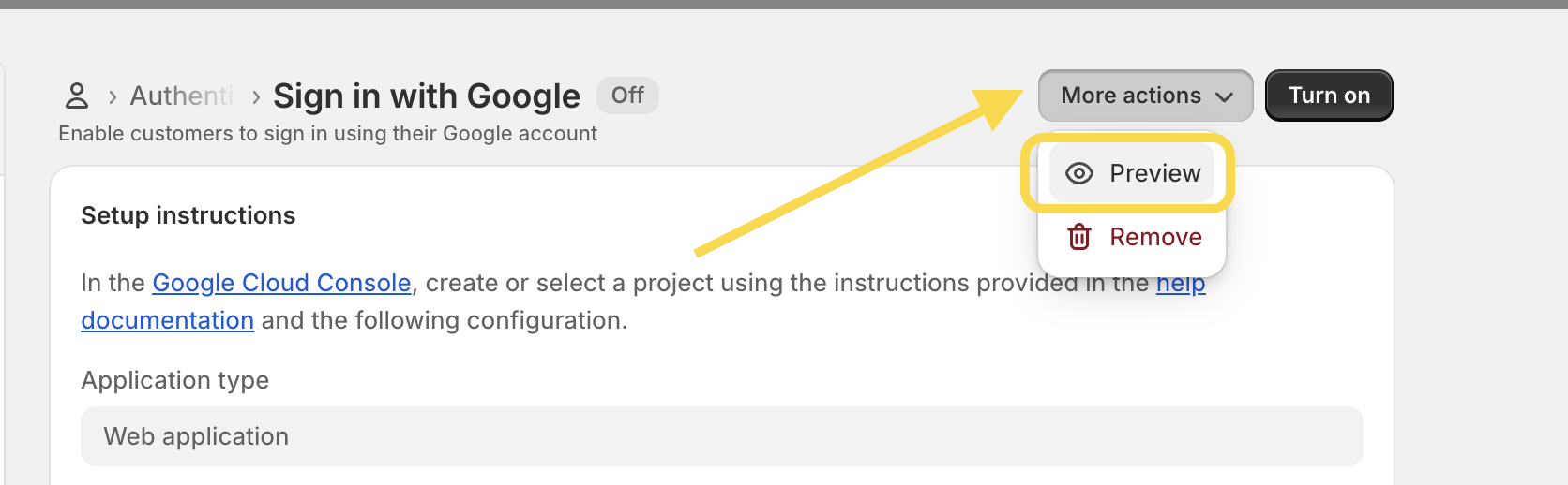 Preview Google sign-in integration on Shopify