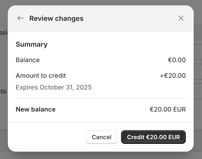 Assigning store credits to a customer on Shopify