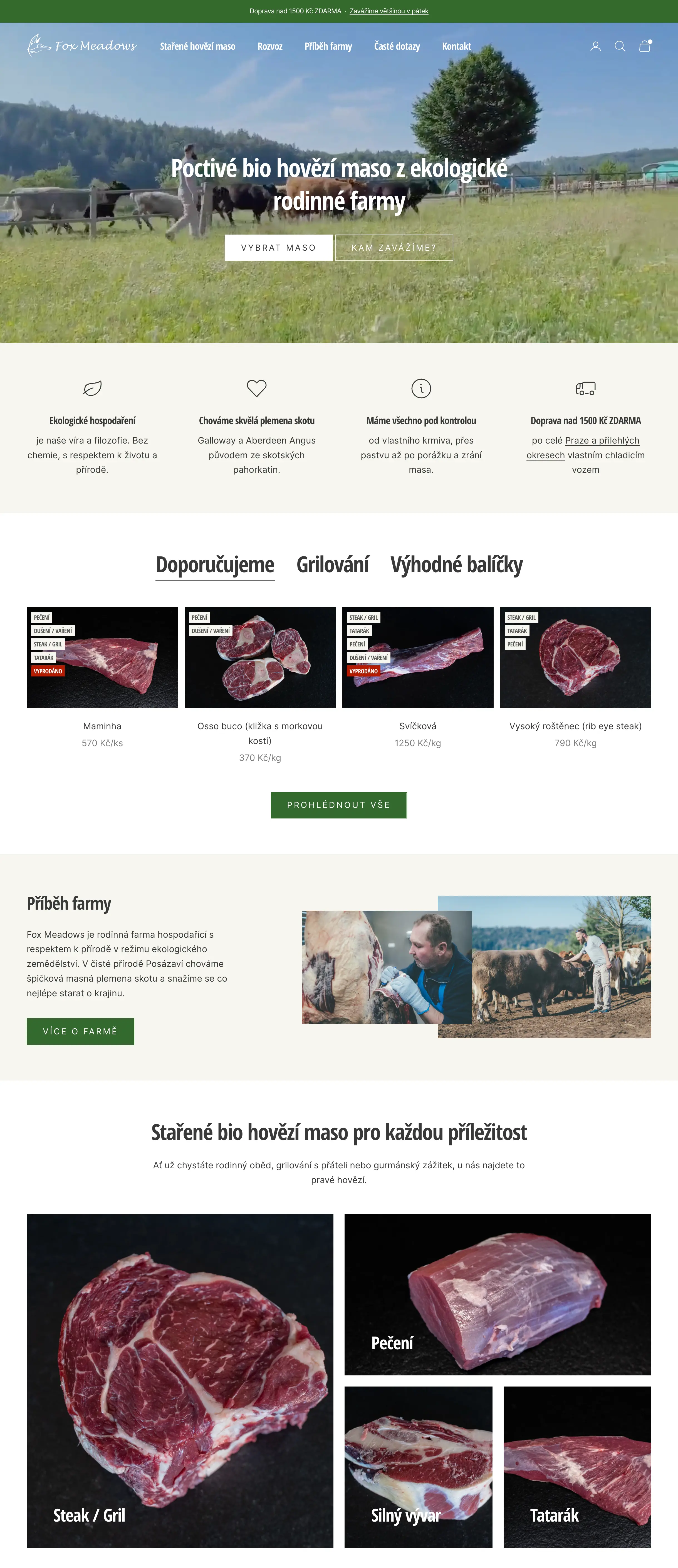 Screenshot of Fox Meadows online store