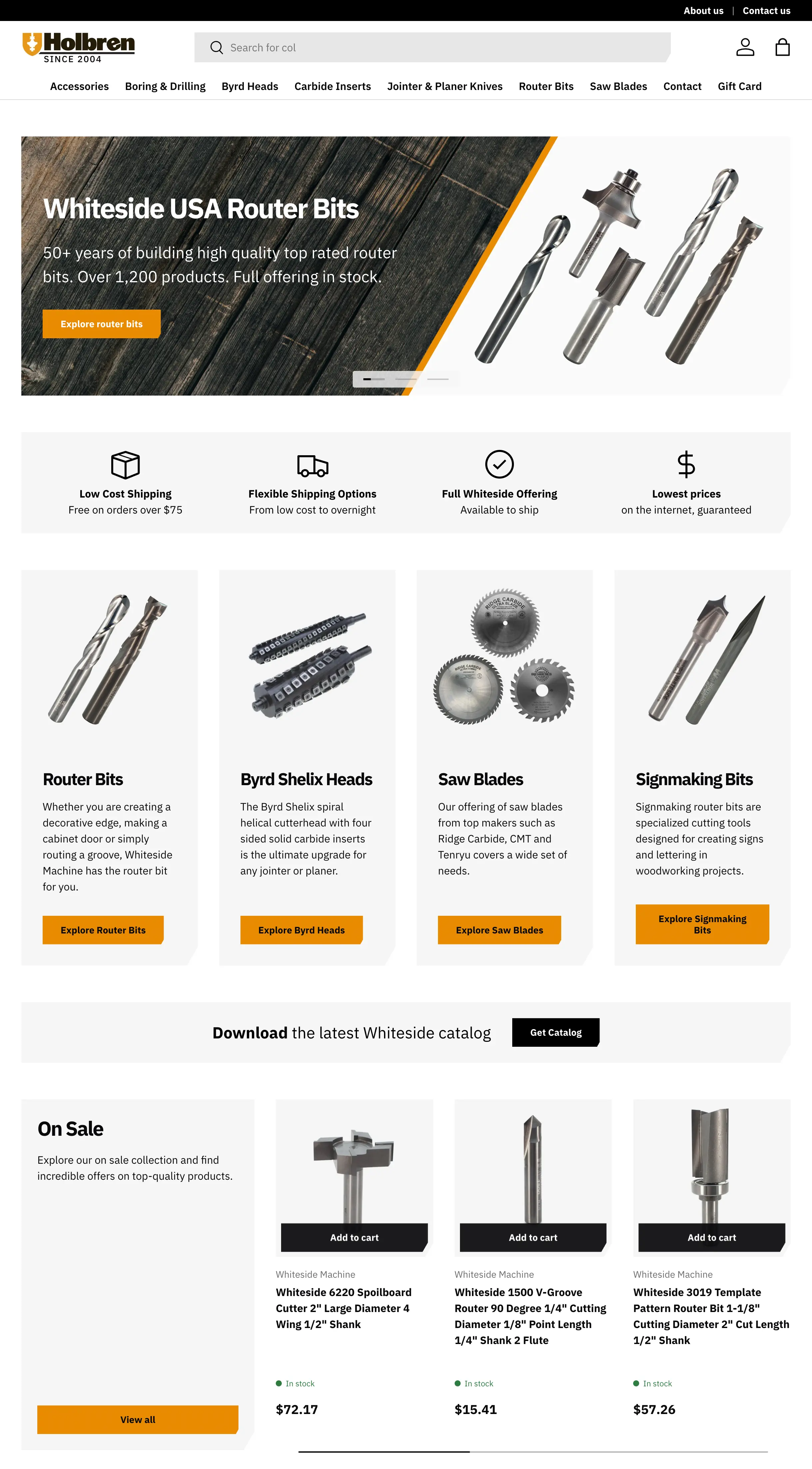 Screenshot of Holbren Shopify store
