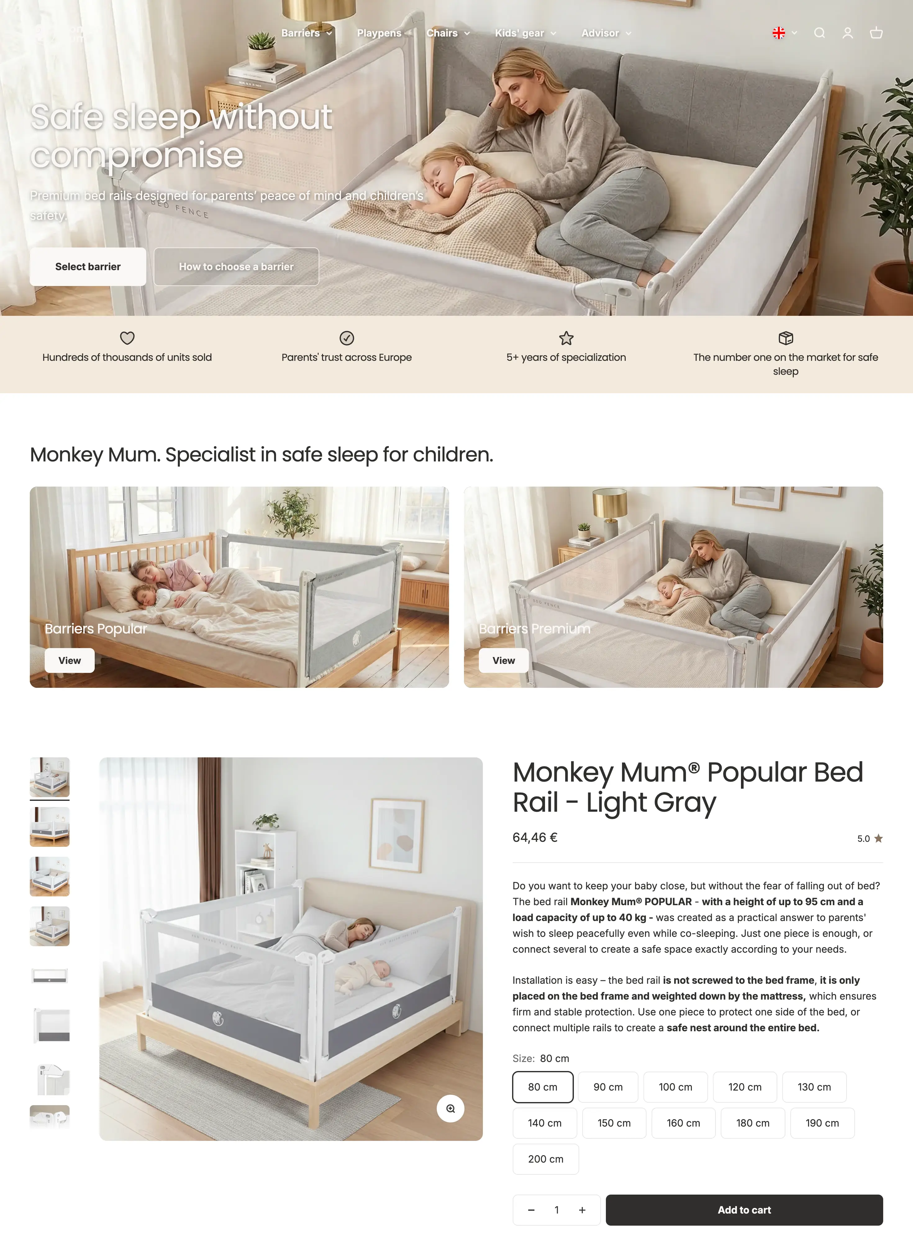 Screenshot of MonkeyMum Shopify store