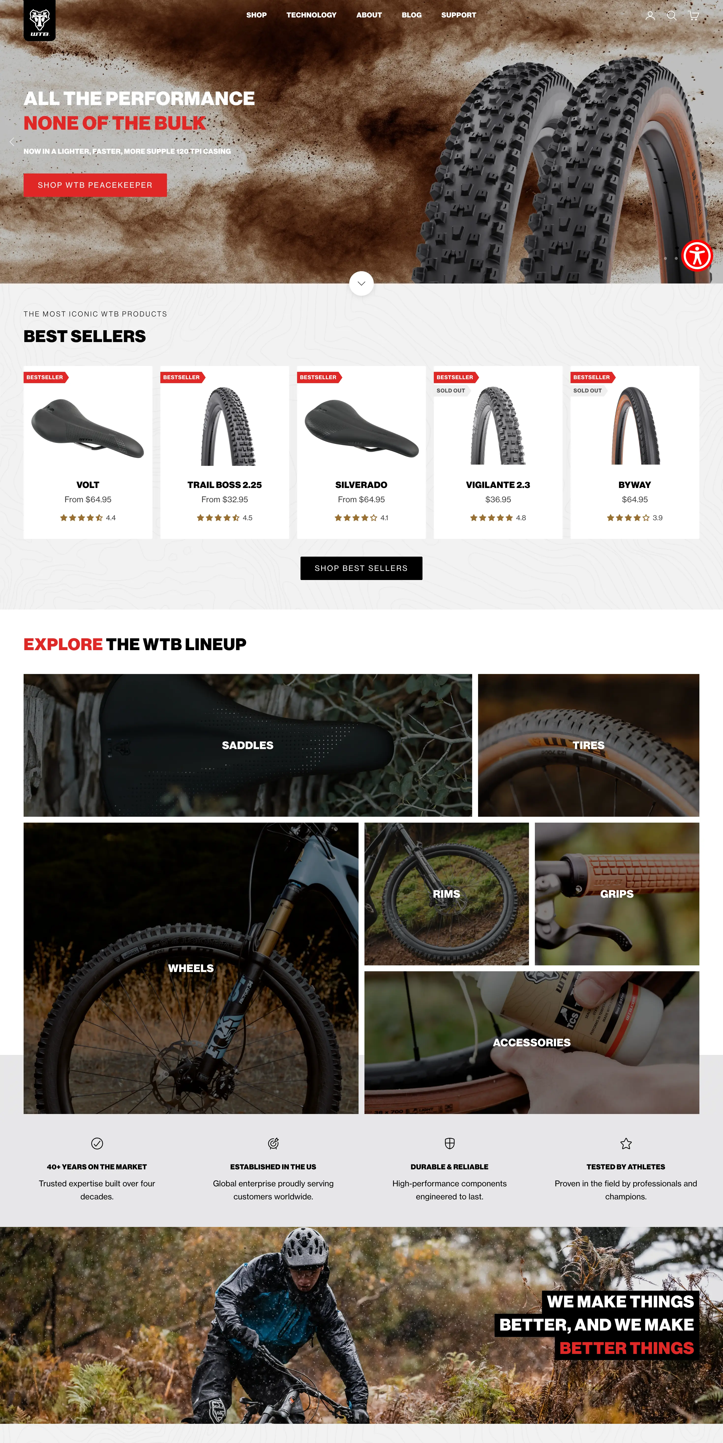 Screenshot of WTB Shopify store